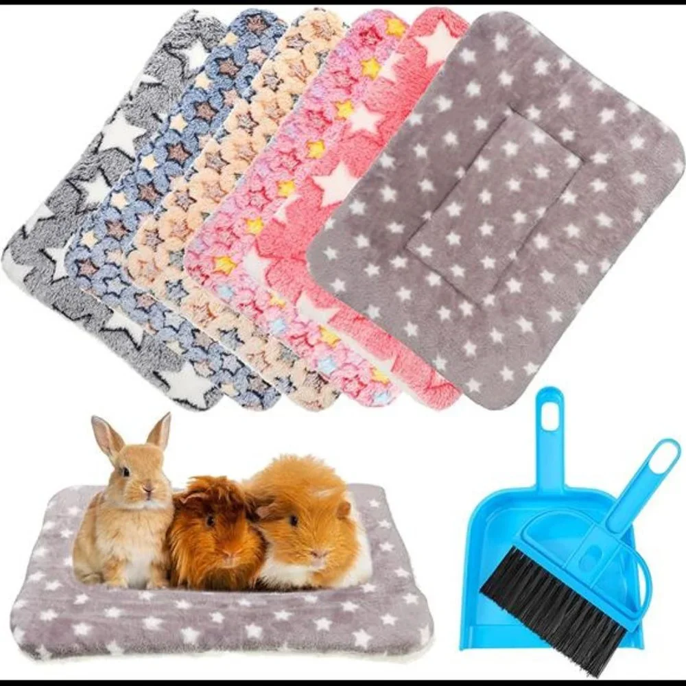 6 Pieces Guinea Pig Bed Plush Hamster Mat Bunny Bed Small Animal SleepinG